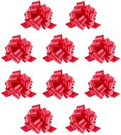 🎁 zoe deco gift bows: red, 5” wide, 18 loops, 10 pack - weather resistant bow for gifting, wrapping, and decoration logo