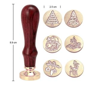 img 3 attached to 🎄 Set of 6 Christmas Xmas Wax Seal Stamp Kits - Merry Christmas Tree + Deer Design, Brass Head Wooden Handle, Perfect Sealing Wax Stamp Gift Kit