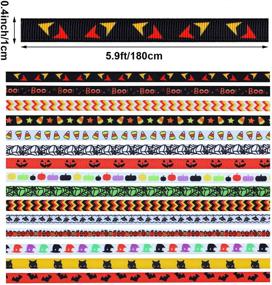 img 2 attached to 🎃 Halloween Grosgrain Ribbons - 30 Yards, 3/8 inch Width, Pumpkin Ghost Bat Spiderweb Printed - Polyester Ribbon for Halloween Gift Party Decoration