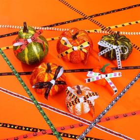 img 3 attached to 🎃 Halloween Grosgrain Ribbons - 30 Yards, 3/8 inch Width, Pumpkin Ghost Bat Spiderweb Printed - Polyester Ribbon for Halloween Gift Party Decoration