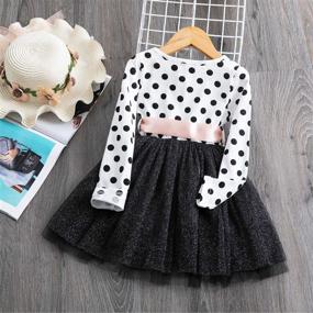 img 2 attached to 👗 Stylish NNJXD Dotted Pleated Multilayer Ruffled Dresses for Girls: Fashionable Clothing for Every Occasion