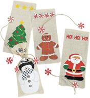 set of 12 canvas gift bags and ties for holidays logo