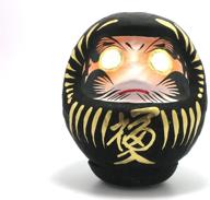 🖤 black daruma doll - 3.75" tall handmade paper-mache figure logo