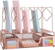 🌸 efficient rose gold desk organizers and accessories for women - 5-section file sorters + 1 spacious sliding drawer - ideal for office organization логотип