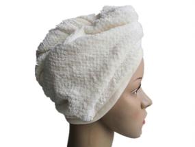 img 4 attached to 🍍 IvyMei Quick Dry Microfiber Hair Towel Turban - Fluffy Fleece Head Wrap for Women and Girls - Pineapple Hair Wrap - Absorbent Hair Drying Cap - Shower Cap - Dry Hair Cap - Cream-White Color