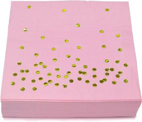 img 4 attached to 🍸 TROLIR Cocktail Napkins: Pink with Gold Dots, 2-ply, Pack of 100 Disposable Paper Napkins Stamped with Sparkly Gold Foil Polka Dots - Ideal for Wedding, Party, Birthday, Dinner, Lunch, Cocktail!