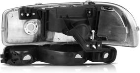 img 1 attached to 🚗 High-Quality Replacement Headlight Assembly for GMC Sierra 1500 (1999-2006) & Sierra 1500 Classic (2007) - Black Housing, Clear Reflector, Clear Lens