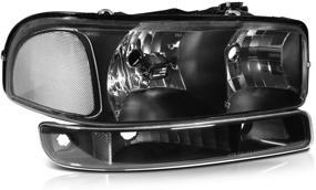 img 2 attached to 🚗 High-Quality Replacement Headlight Assembly for GMC Sierra 1500 (1999-2006) & Sierra 1500 Classic (2007) - Black Housing, Clear Reflector, Clear Lens