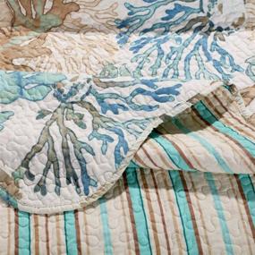 img 1 attached to 🏝️ Coastal Oasis: Beach Theme Ocean Quilt King/Cal King Bedding Set - Nautical Seashell Beach Tropical Decor - All Season 3 Pieces Bedspread/Coverlet with Shams Green