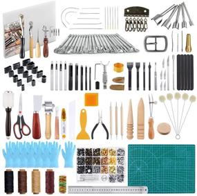 img 4 attached to 🧵 Caydo 428-Piece Leathercraft Kit with Instructions, Stamping Tools, Punches, and Cut Mat – Complete Leatherworking Supplies for Artistic Leather Crafts