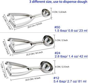 img 3 attached to 🍦 Saebye Cookie Scoop Set - 3 Piece Ice Cream Scoop Set for Baking - Includes Large, Medium, and Small Sizes - High-Quality 18/8 Stainless Steel - Enhanced Polishing