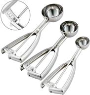 🍦 saebye cookie scoop set - 3 piece ice cream scoop set for baking - includes large, medium, and small sizes - high-quality 18/8 stainless steel - enhanced polishing logo