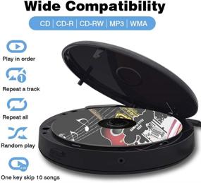 img 3 attached to Портативный CD-плеер Lukasa с технологией Bluetooth, встроенным динамиком, перезаряжаемым MP3-плеером, функцией воспроизведения через USB, защитой от ударов - черный.