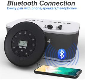 img 2 attached to Портативный CD-плеер Lukasa с технологией Bluetooth, встроенным динамиком, перезаряжаемым MP3-плеером, функцией воспроизведения через USB, защитой от ударов - черный.