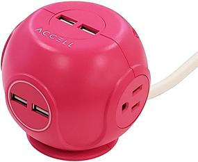 img 4 attached to Accell Power Cutie - Compact Surge Protector | 3 Tamper Resistant AC Outlets | 4 USB-A Charging Ports | 6ft Cord | Pink | 540J Surge Protection (D080B-049P)