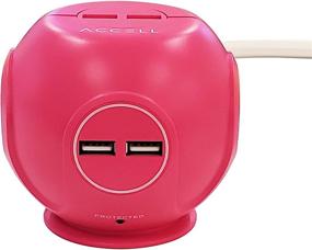 img 1 attached to Accell Power Cutie - Compact Surge Protector | 3 Tamper Resistant AC Outlets | 4 USB-A Charging Ports | 6ft Cord | Pink | 540J Surge Protection (D080B-049P)