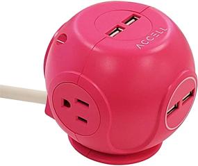 img 2 attached to Accell Power Cutie - Compact Surge Protector | 3 Tamper Resistant AC Outlets | 4 USB-A Charging Ports | 6ft Cord | Pink | 540J Surge Protection (D080B-049P)