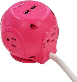 img 3 attached to Accell Power Cutie - Compact Surge Protector | 3 Tamper Resistant AC Outlets | 4 USB-A Charging Ports | 6ft Cord | Pink | 540J Surge Protection (D080B-049P)