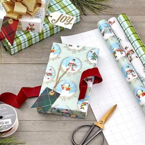 img 3 attached to 🎁 Hallmark Christmas Wrapping Paper (3 Rolls, 120 sq. ft. ttl) - Storybook Critters, Snowmen, Green and Blue Plaid - with Convenient Cut Lines on Reverse