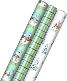 img 4 attached to 🎁 Hallmark Christmas Wrapping Paper (3 Rolls, 120 sq. ft. ttl) - Storybook Critters, Snowmen, Green and Blue Plaid - with Convenient Cut Lines on Reverse