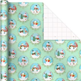 img 2 attached to 🎁 Hallmark Christmas Wrapping Paper (3 Rolls, 120 sq. ft. ttl) - Storybook Critters, Snowmen, Green and Blue Plaid - with Convenient Cut Lines on Reverse