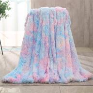 🎀 stfly faux fur tie dye throw blanket - soft luxury decorative plush double-size blanket for sofa bed couch - cozy shaggy fluffy warm throws for autumn & winter - girls (purple, 51x59 inches) logo