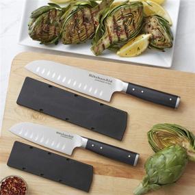 img 1 attached to 🔪 Набор ножей KitchenAid Gourmet Triple Rivet Santoku, 2 штуки, черные: Высочайшее качество для идеальной точности