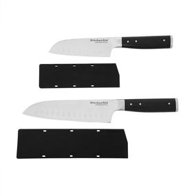 img 3 attached to 🔪 Набор ножей KitchenAid Gourmet Triple Rivet Santoku, 2 штуки, черные: Высочайшее качество для идеальной точности