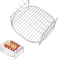 🍳 enhance air frying experience with hsiulmy air fryer double layer rack and accessories: stainless steel airfryer grill pan, skewers, and wide compatibility logo