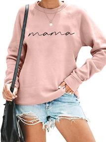 img 4 attached to 👚 Stylish Women's Crewneck Sweatshirt: Mama Letter Print, Comfortable Loose Fit, Long Sleeve Fashion Pullover Top