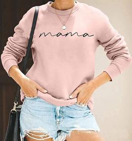 img 3 attached to 👚 Stylish Women's Crewneck Sweatshirt: Mama Letter Print, Comfortable Loose Fit, Long Sleeve Fashion Pullover Top
