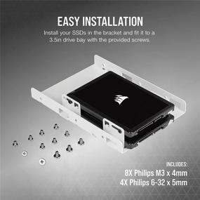 img 1 attached to Corsair Dual SSD Mounting Bracket: Effortlessly 📁 Install and Showcase Multiple SSDs in Sleek White Design