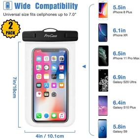 img 3 attached to 📱 ProCase Waterproof Phone Pouch 2 Pack, Universal Cellphone Underwater Case Dry Bag for iPhone 13 Pro Max 13 Mini 12 Pro Max 11 Pro Xs XR X 8 7 6S, Galaxy S20 S10 Pixel up to 7&#34; - Clear