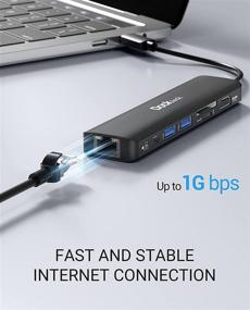 img 1 attached to Докте 7-в-1 USB C PD хаб донгл с 4K 60 Гц HDMI, Ethernet 1 Гбит/с, PD 100 Вт, 2 USB 3.0, SD/Micro SD 🔌 - Идеально подходит для MacBook Air/Pro M1 2020, iPad Pro 2021, iPad Air 2020 и многого другого - 4K 60 Гц USB C хаб с Ethernet.