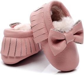 img 3 attached to 👞 Bebila Baby Moccasins: Warm Fur-Fleece Lined Leather Shoes for Boys and Girls - Ideal for Autumn and Winter with Non-Slip Rubber Sole