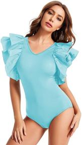 img 4 attached to 👚 Romwe Ruffle Stretchy Bodysuit: Stylish & Comfy Women's Clothing for Bodysuits