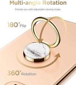 img 1 attached to GVIEWIN White/Gold Marble Cell Phone Ring Holder Finger Ring Stand, Kickstand Metal Grip Holder for Magnetic Car Mount - Compatible with iPhone 13 Pro Max/13 Pro/12 Pro Max/11 and Other Smartphones