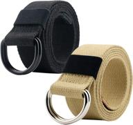 canvas double d ring belts for women - trendy casual accessories for women logo