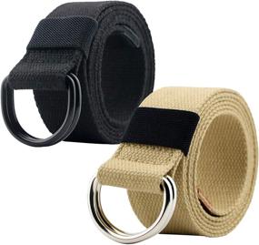 img 4 attached to Canvas Double D Ring Belts for Women - Trendy Casual Accessories for Women