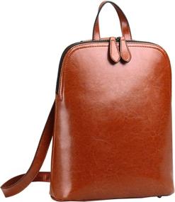 img 4 attached to 🎒 Womens Leather Backpack Daypack Brown R Backpacks: Fashionable and Functional Carry-All for Today's Active Women