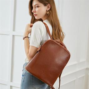 img 3 attached to 🎒 Womens Leather Backpack Daypack Brown R Backpacks: Fashionable and Functional Carry-All for Today's Active Women