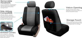 img 1 attached to FH Group PU002GRAYBLACK115 Gray/Black Faux Leather Seat Cover (Full Set Airbag Compatible And Split Bench Cover)