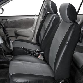 img 3 attached to FH Group PU002GRAYBLACK115 Gray/Black Faux Leather Seat Cover (Full Set Airbag Compatible And Split Bench Cover)