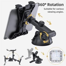 img 1 attached to 🚗 2-in-1 Car Mount for Tablets, PLDHPRO Tablet Holder with 360° Rotation for iPad Air/Mini, Nintendo Switch, Samsung, 6"-10.5" Tablets - Dashboard/Windshield Mount, TPU Suction Sticky Gel