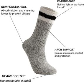 img 3 attached to Thick Warm Winter Merino Wool Hiking Trekking Boot Crew Socks - 2 Pairs for Kids, Men, Women