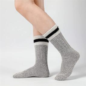 img 1 attached to Thick Warm Winter Merino Wool Hiking Trekking Boot Crew Socks - 2 Pairs for Kids, Men, Women