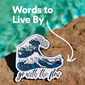 img 3 attached to 🌊 Ocean Wave Enamel Pin - Stickeroonie: Go with The Flow Lapel Pin, 1.2 Inches – Motivational Backpack, Hat, Clothing, Jean, and Cute Jacket Pins – Inspirational and Cute Lapel Pins
