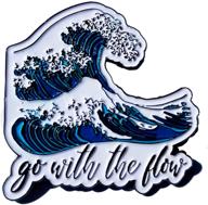 🌊 ocean wave enamel pin - stickeroonie: go with the flow lapel pin, 1.2 inches – motivational backpack, hat, clothing, jean, and cute jacket pins – inspirational and cute lapel pins logo