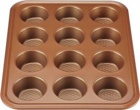 img 1 attached to 🧁 Ayesha Curry Nonstick Bakeware 12-Cup Muffin Tin/Cupcake Tin - Brown, Nonstick & Durable