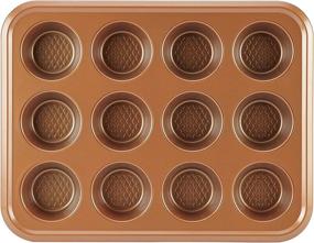 img 3 attached to 🧁 Ayesha Curry Nonstick Bakeware 12-Cup Muffin Tin/Cupcake Tin - Brown, Nonstick & Durable